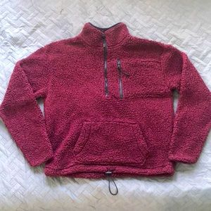 Purple Maroon Plush Quarter Zip Up Pullover
